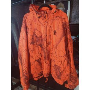 VTG game hide camo orange hunting hooded parka jacket size 3XL